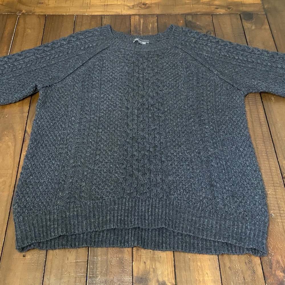 Vince Charcoal Gray Cable Knit Merino Wool Alpaca Blend Sweater Large